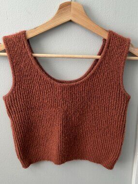 Pink Lily Rust Knit Tank Top | Women’s Small | Ribbed Sweater Tank